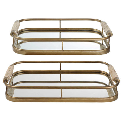 Brushed Gold Trays, Set of 2