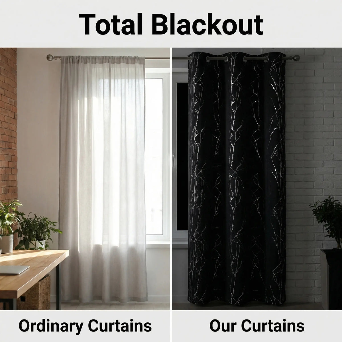 Curtain Club's 2-Piece 34x63 Inch Blackout Tree Branch Drapes - Thermal Grommet Window Treatments for Living Room and Bedroom