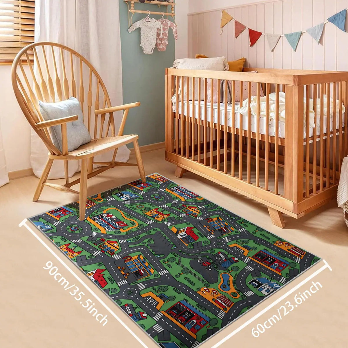 Cartoon City Pattern Area Rug - Soft, Non-Slip Floor Mat for Living Room, Bedroom, or Nursery