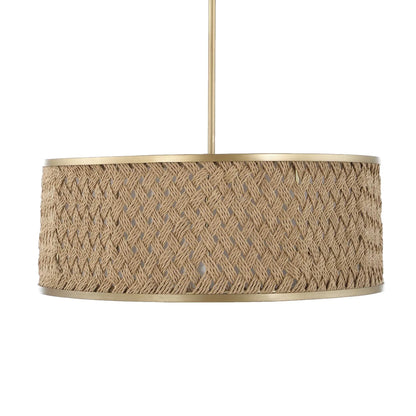 4 Light Rattan Drum Pendant