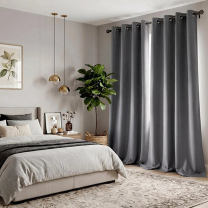 2-Panel 52"x84" Grommet Blackout Curtains - Thermal Insulated, Noise Reducing Drapes for Comfort in Your Bedroom or Living Room