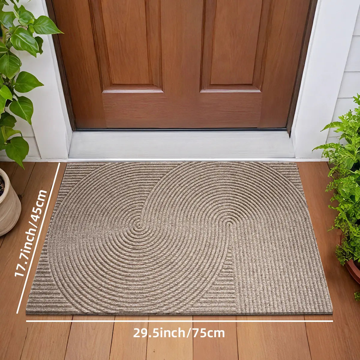 Geometric Star Loop Door Mat 45 × 75cm | Low Profile Non-Slip Entryway Mat in Dark Grey | Fade Resistant