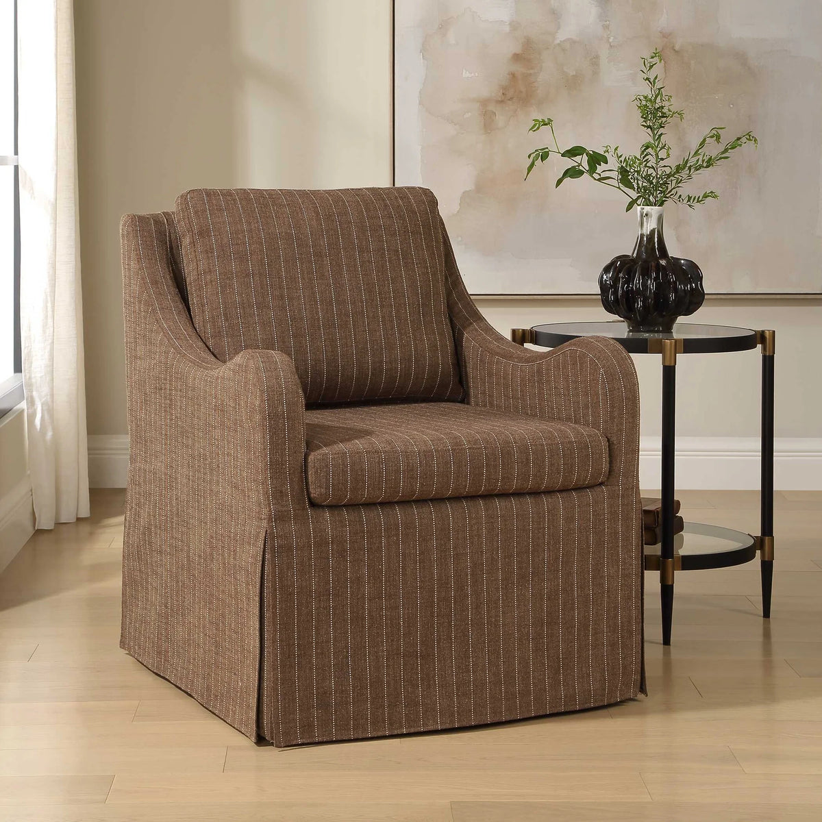 Pinstripe Swivel Chair