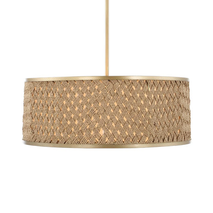 4 Light Rattan Drum Pendant