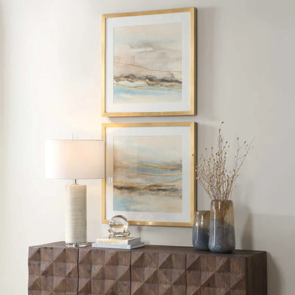 Gold-Accented Abstract Landscape Prints Set/2