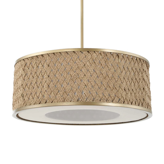 4 Light Rattan Drum Pendant