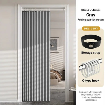 Striped Blackout Magnetic Folding Door Curtain