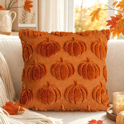 2-Pack 3D Jacquard Pumpkin Pillow Covers – Perfect 18X18 Inch Throw Pillows for Thanksgiving & Farmhouse Style