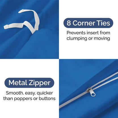 Double-Brushed Duvet Cover Set | Hidden Zipper & Corner Ties, Pillow Shams Included | 18 Colours, Twin to King