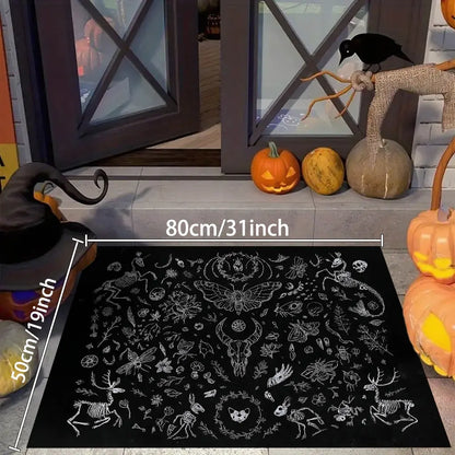 Spooky Skeleton Halloween Door Mat - Gothic Decorative Rug for Your Home