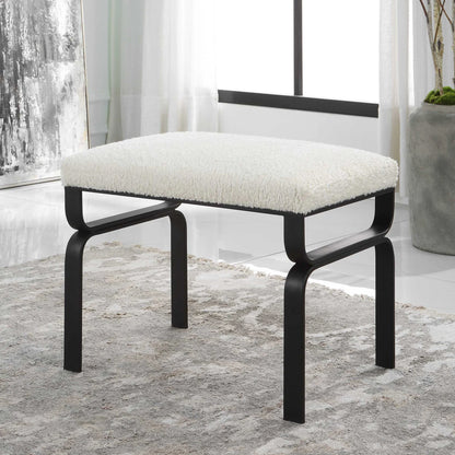 White Shearling Small Bench