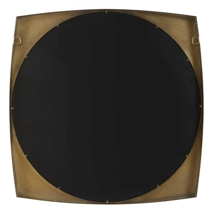 Square Frame Round Brass Mirror