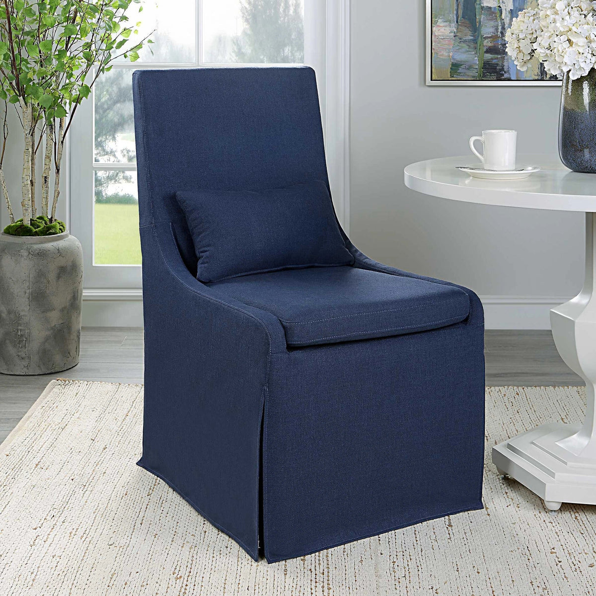 White Linen Armless Chair