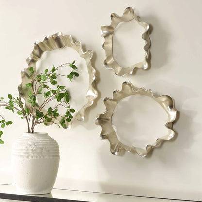 Silver Ripple Wall Art, Set of 3
