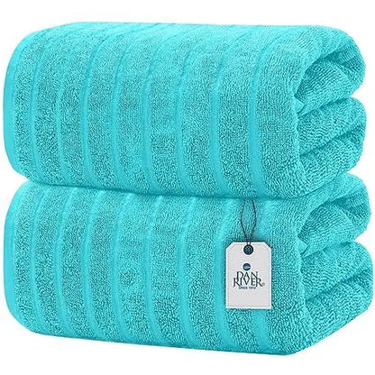 Indulge in Luxury: DAN RIVER Unisex 2-Pack Jumbo Organic Cotton Bath Sheets - 35×70 in Thick, Fast-Drying, Spa-Quality Towels