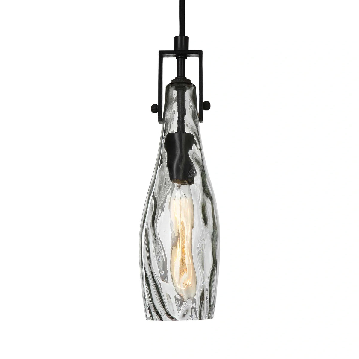 1 Light Watered Glass Mini Pendant