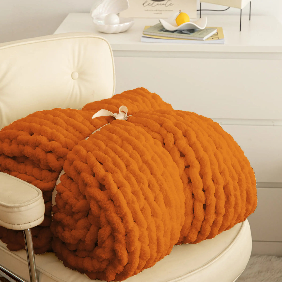 Chunky Knit Throw Blanket Heavy and Oppressive Feeling 50 X 60 Inch 100% Hand Woven Outdoor Camping Multi-Function Keep Warm