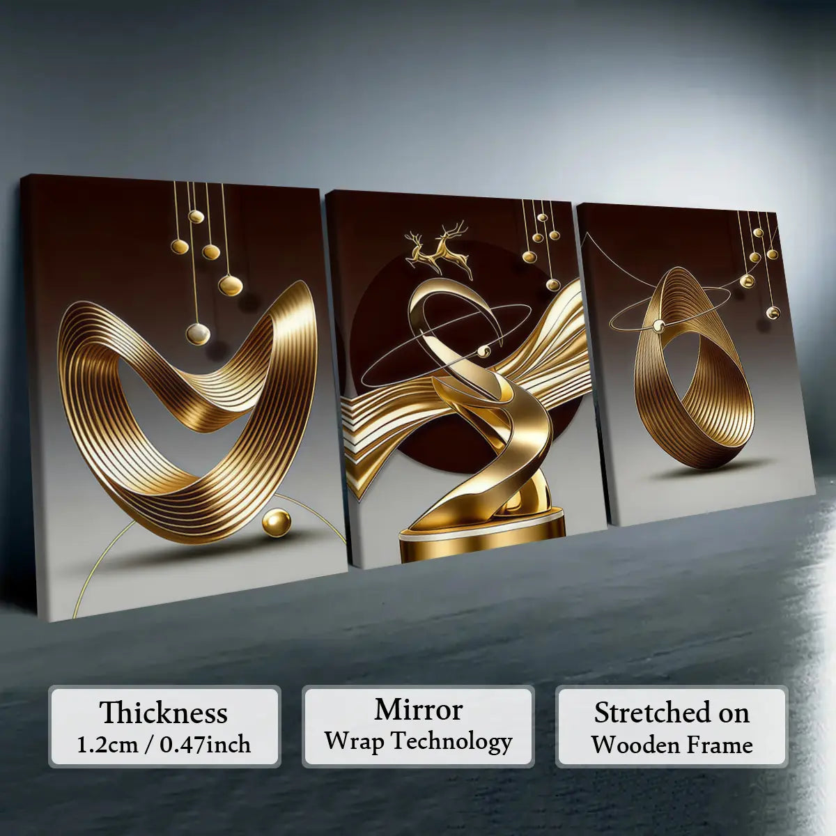 Elevate Your Space with Our 3-Piece Wooden-Frame Canvas Print Set – Stunning Geometric Pattern for Modern Home Decor!