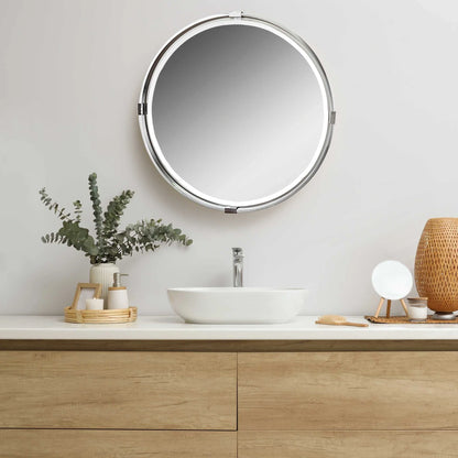 Brushed Nickel Round Mirror