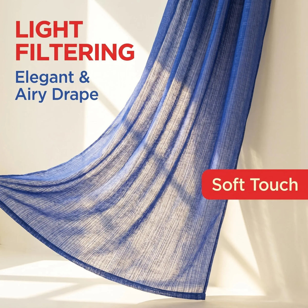 Slub Yarn Semi-Sheer Curtains 52" × 90" | Set of 2 Light-Filtering Grommet Panels | Twelve Colourways