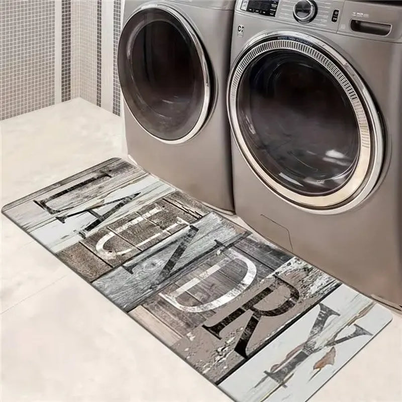 Laundry Room Floor Mat Runner, Non-Slip Polyester Kitchen Rug for Laundry Area, Bathroom Entryway, Farmhouse Home Decor Carpet