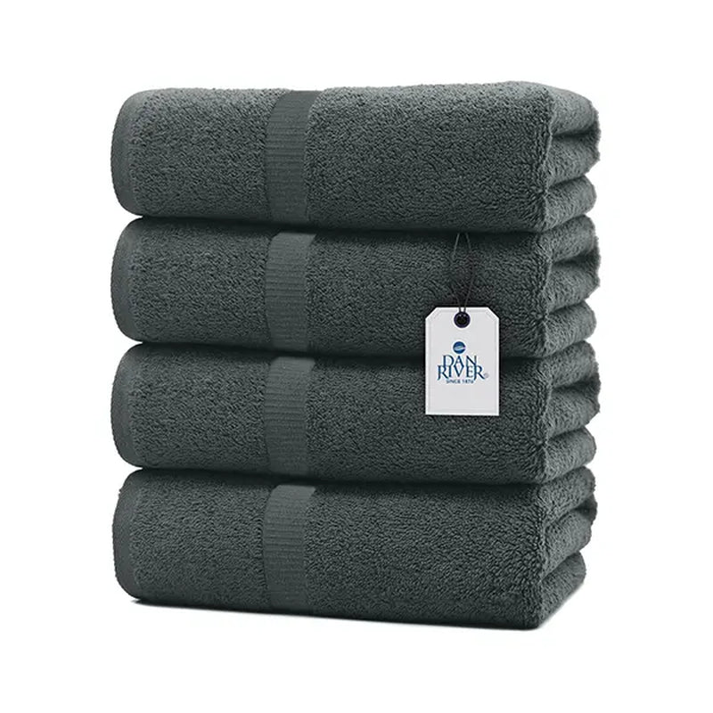 Indulge in Luxury: DAN RIVER Unisex 100% Cotton 4-Piece Bath Towel Set - Ultra-Soft, Lightweight, and Fade-Resistant for Everyday Comfort