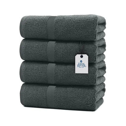 Indulge in Luxury: DAN RIVER Unisex 100% Cotton 4-Piece Bath Towel Set - Ultra-Soft, Lightweight, and Fade-Resistant for Everyday Comfort
