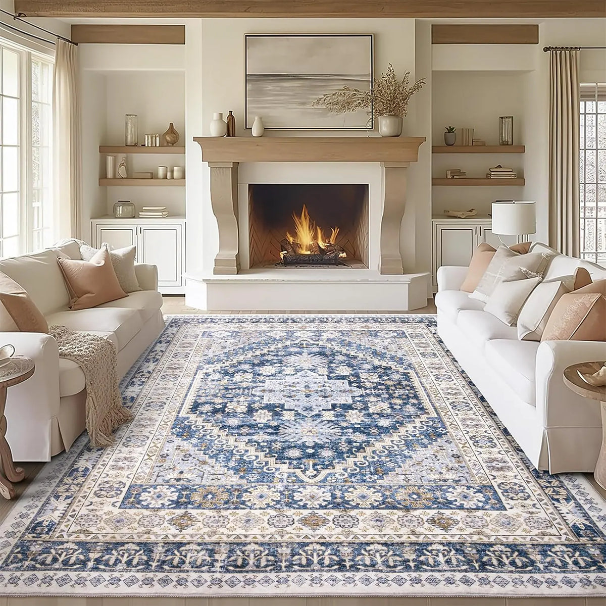 Art&Tuft Vintage Anti-Dust Area Rug - Large, Non-Slip, Machine Washable, and Stain-Resistant for Indoor Living