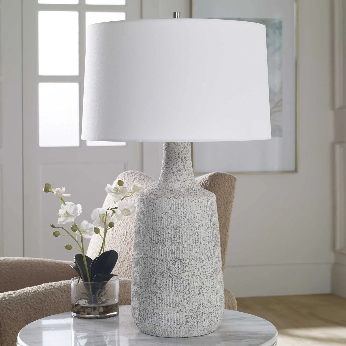 Mottled Gray Ceramic Table Lamp