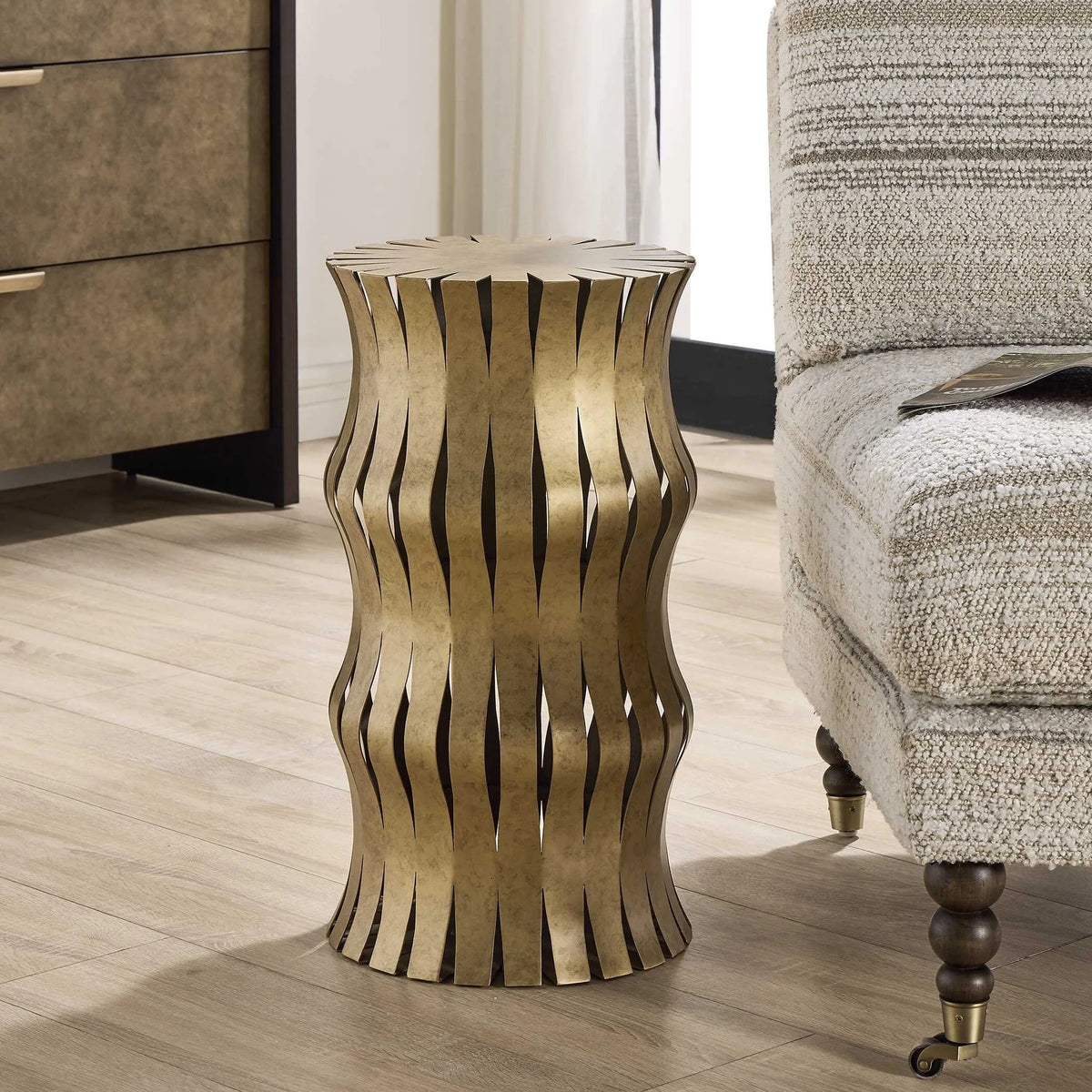 Aged Gold Accent Table
