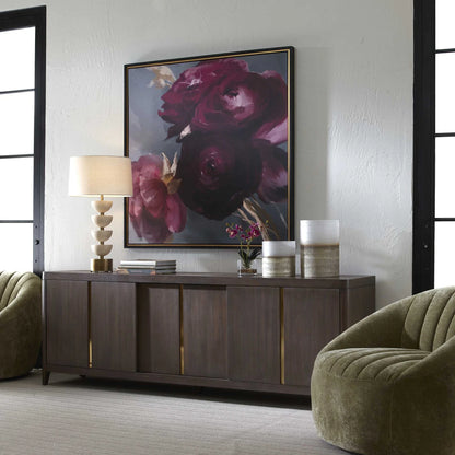 Framed Plum Ranunculus Floral Art