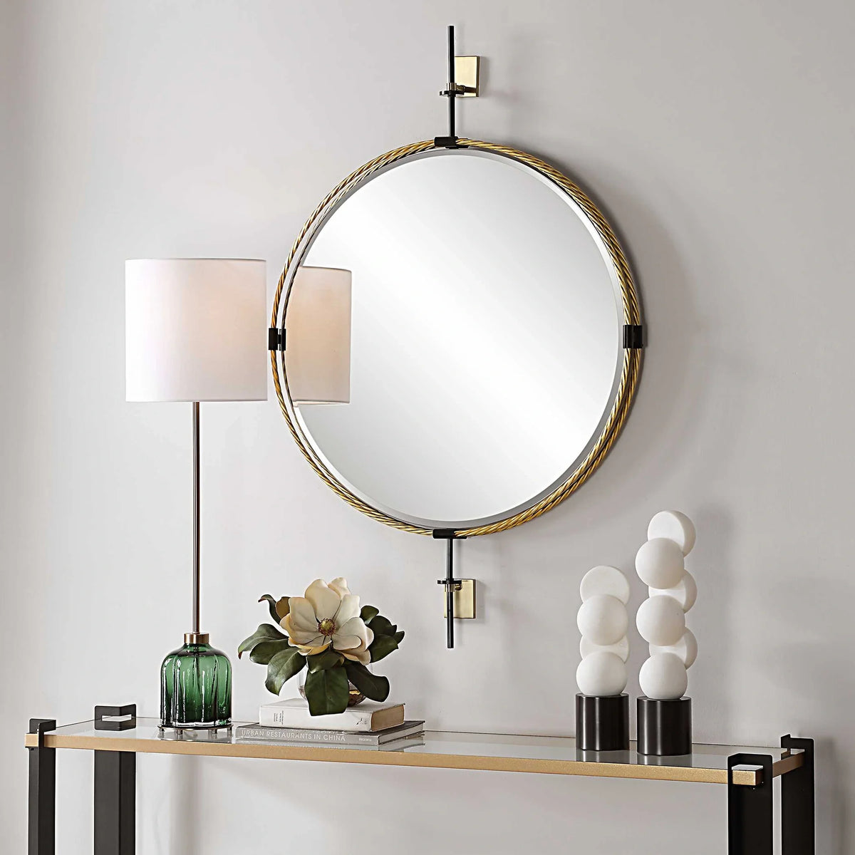 Double Twisted Iron Round Mirror