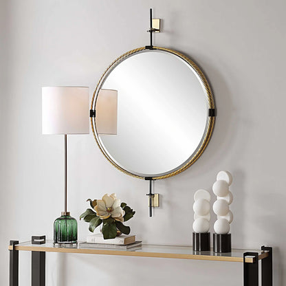 Double Twisted Iron Round Mirror