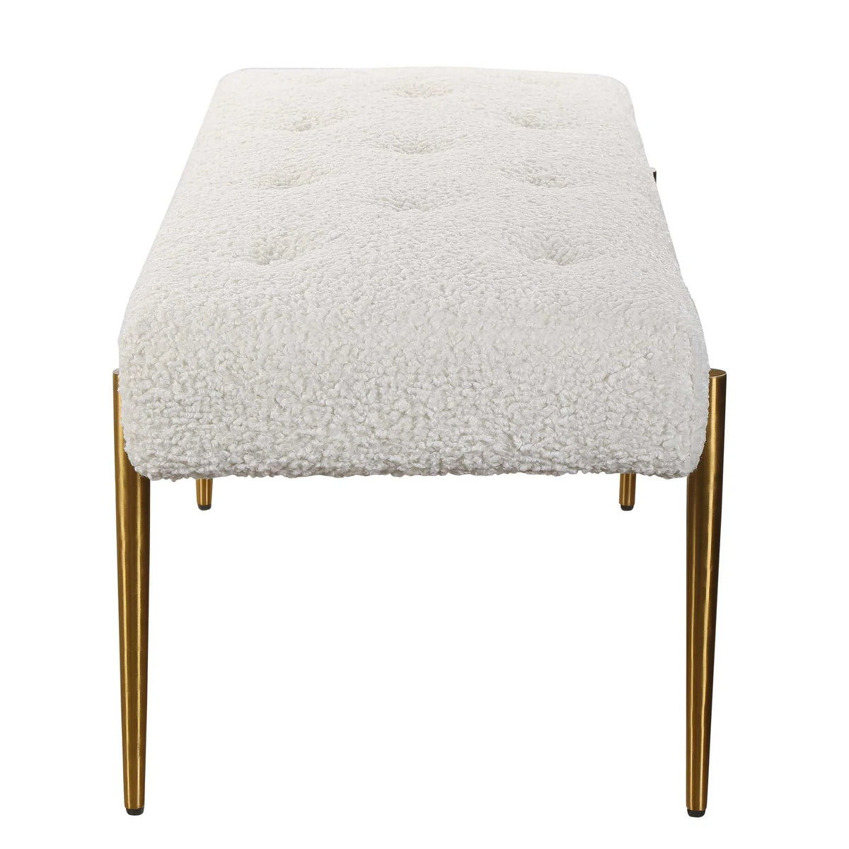 White Shearling Tufted Bench