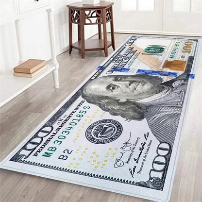Aisoon 100 Dollar Bill Print Area Rug - Durable, Non-Slip, and Stain-Resistant Indoor Decorative Rug in Two Sizes for Entryways and Bedrooms
