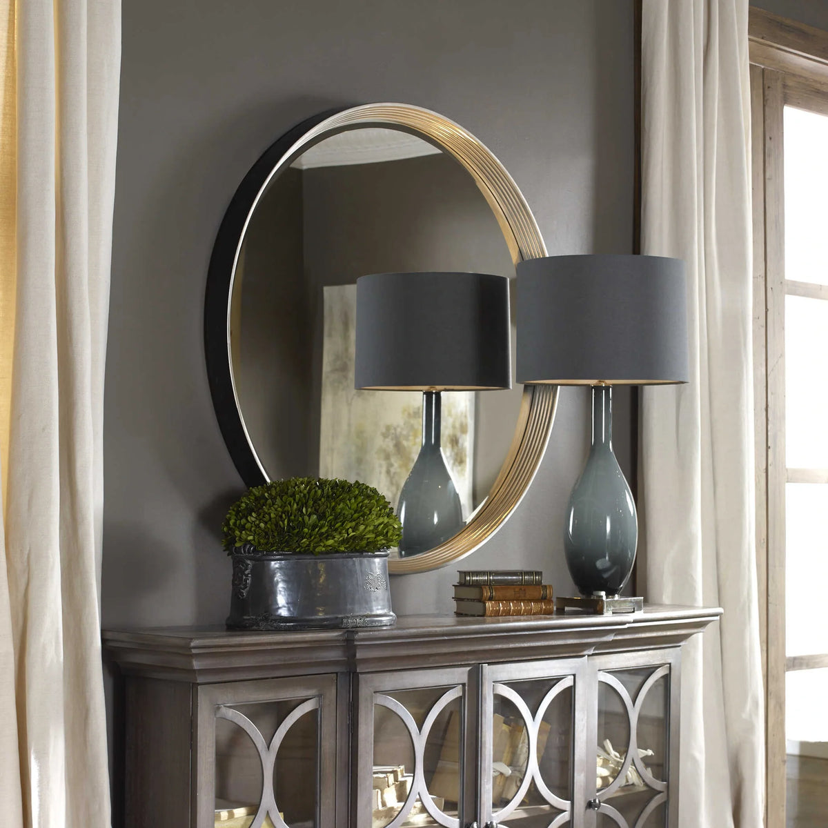 Round Silver Mirror