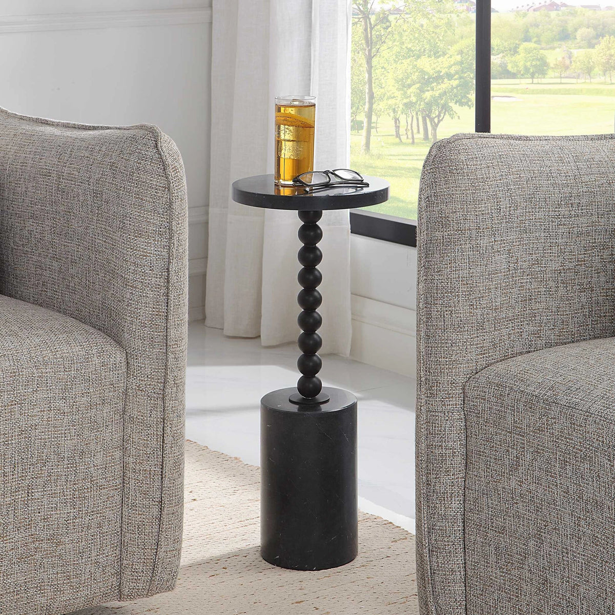 Black Marble Drink Table