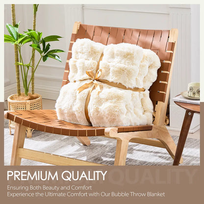 Fluffy Faux Fur Throw Blanket - Plush Rabbit Fur for Comfort on Couch, Sofa, or Bed