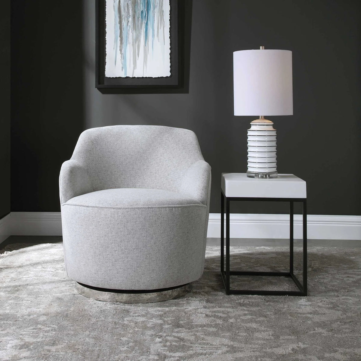 Woven Linen Swivel Chair