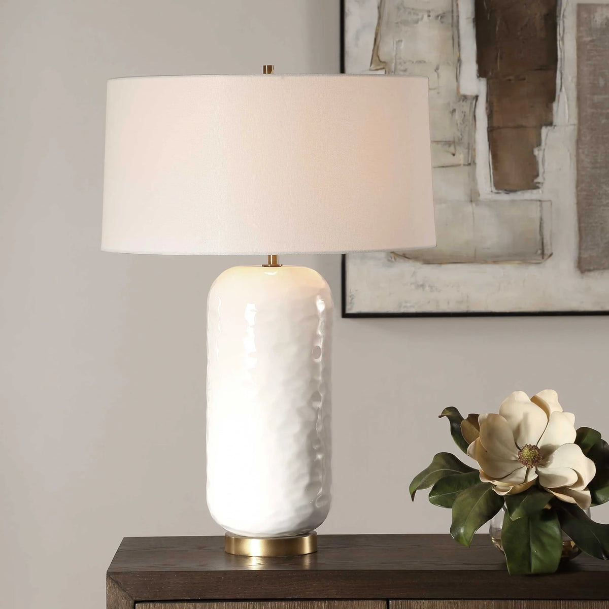 White Glaze Table Lamp
