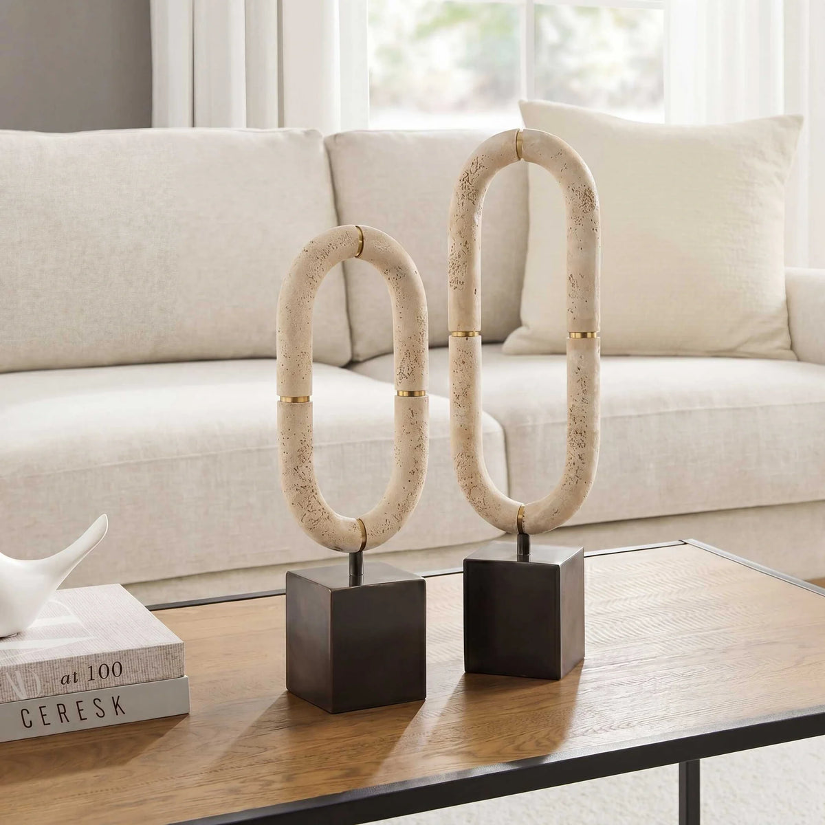 Oval Stone Sculptures, Set of 2