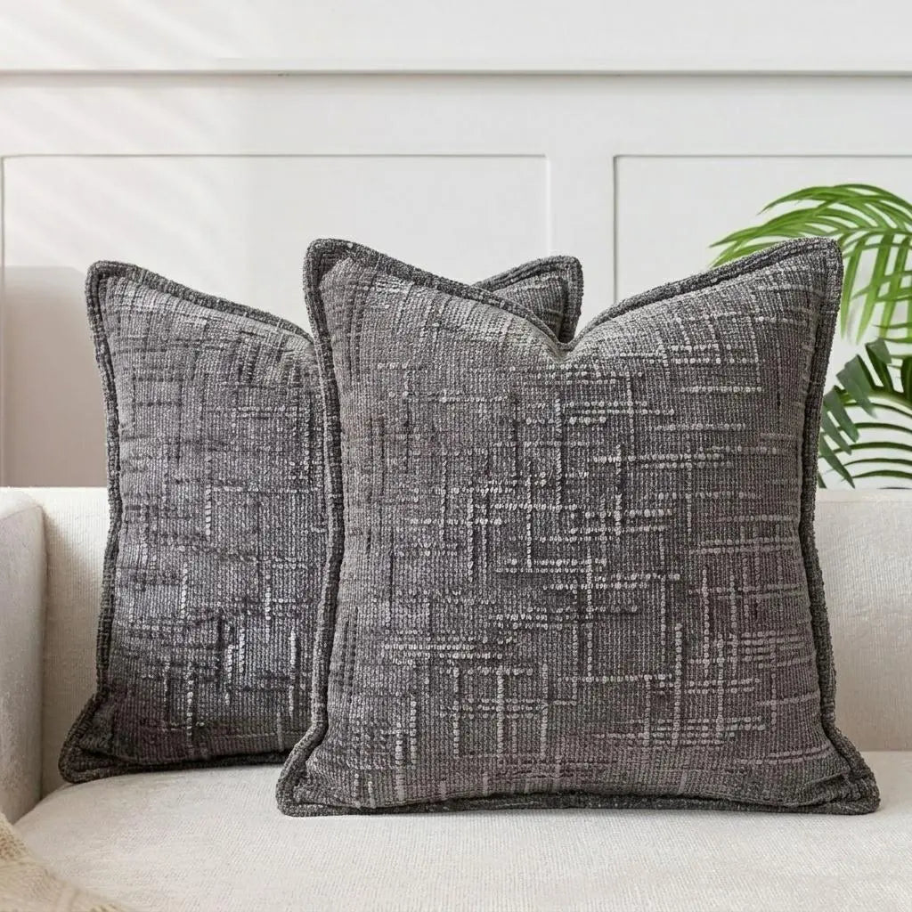 Elevate Your Home Decor with Our 18x18 Soft Chenille Cushion Covers - 2-Piece Set in Rustic Style, Perfect for Any Living Space!