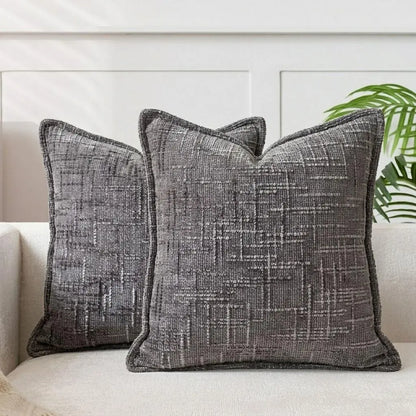 Elevate Your Home Decor with Our 18x18 Soft Chenille Cushion Covers - 2-Piece Set in Rustic Style, Perfect for Any Living Space!