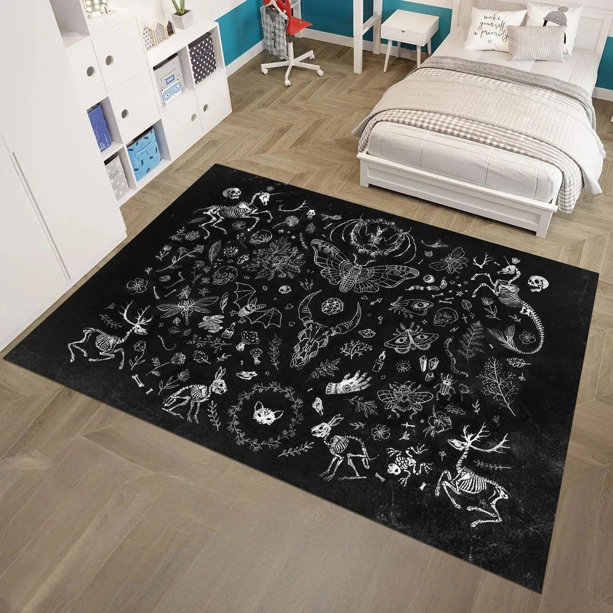 Spooky Skeleton Halloween Door Mat - Gothic Decorative Rug for Your Home