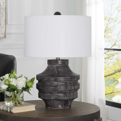 Carved Wood Table Lamp