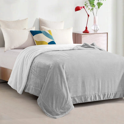Mocassi Reversible Sherpa-Backed Throw Blanket, Velvety Plush Touch, 50In X 60In Throw Blankets