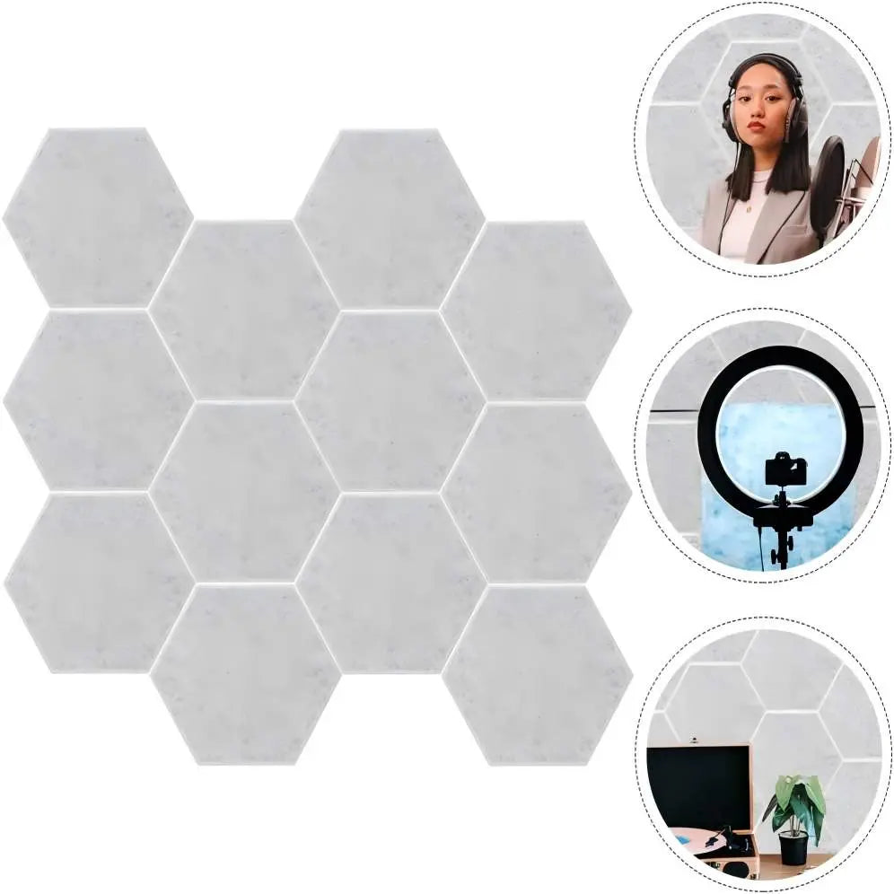 Hexagon Acoustic Panels - 12 Self-Adhesive Soundproof Tiles for Superior Soundproofing and Style