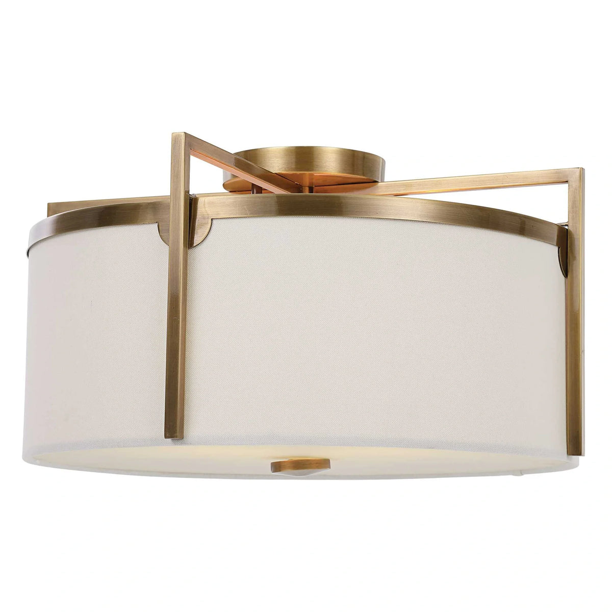Brass 3 Light Semi Flush