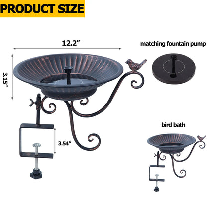 Solar Bird Bath Fountain - Bronze Metal Design for Your Patio or Balcony