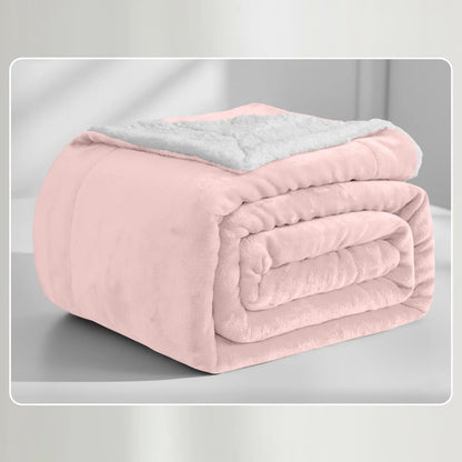 Soft Sherpa Fleece Throw Blankets - Dual-Layer Design with 230 GSM Fleece, 180 GSM Sherpa for Lightweight Warmth, Ideal for Relaxing Nights, Bed Layering; Available in Twin, Queen, King, Throw Sizes